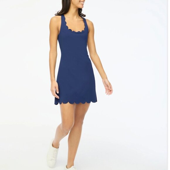 J. Crew Scalloped active dress in Navy NWOT - Picture 2 of 11